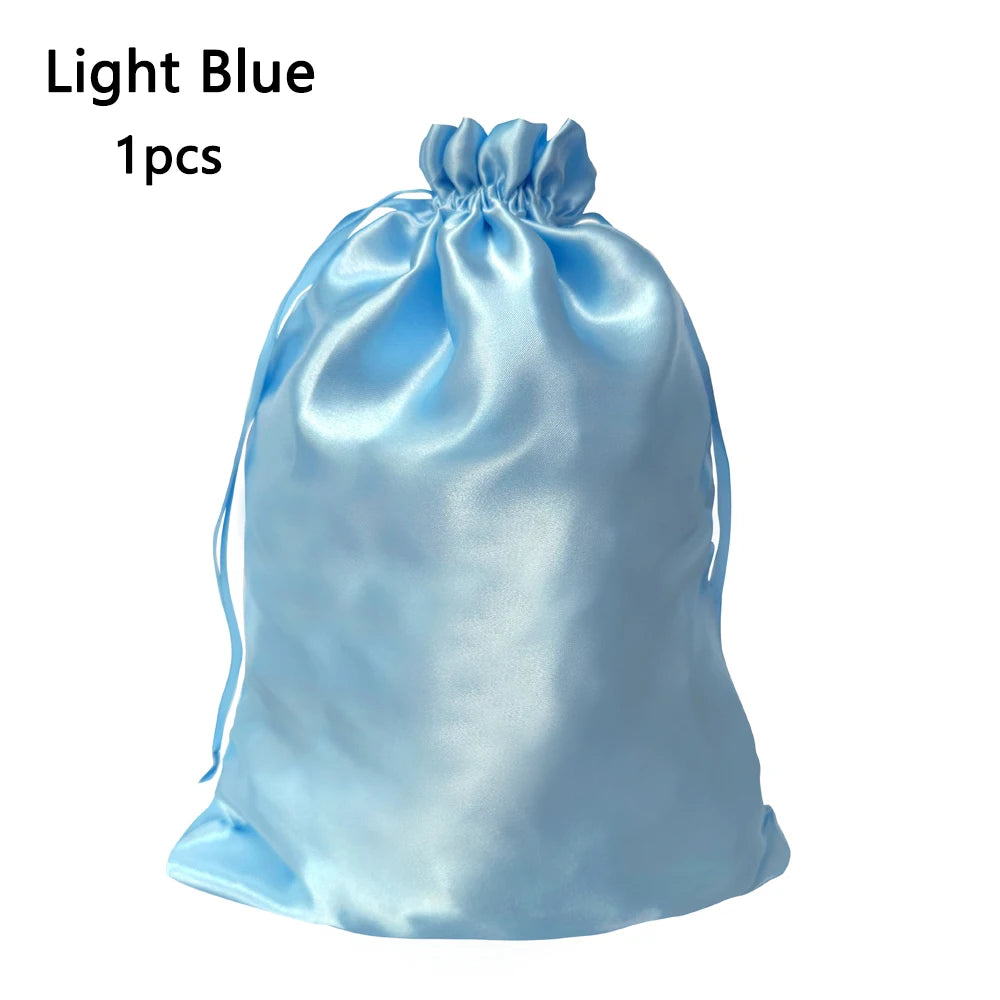1/3Pcs Satin Drawstring Care Bag Custom Wigs Storage Dust Proof Packaging Pouch Purple Reusable Sack Handbag Shoes Travel Bag