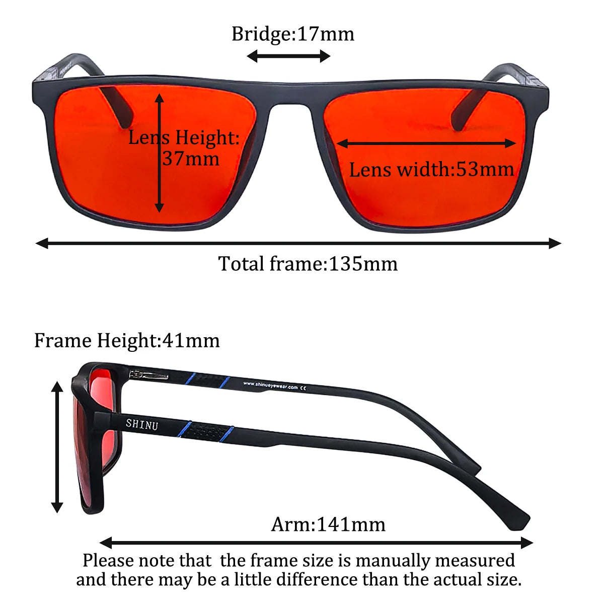 Red Glasses Block Blue Light Better Sleep Orange Lens Glasses for Working with Computer Gaming Glasses Blue Light Blocking
