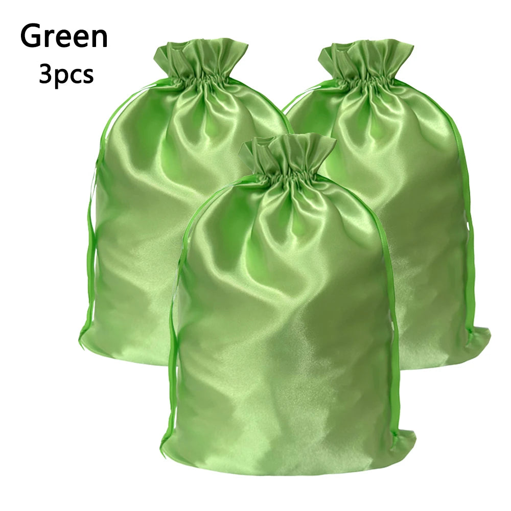 1/3Pcs Satin Drawstring Care Bag Custom Wigs Storage Dust Proof Packaging Pouch Purple Reusable Sack Handbag Shoes Travel Bag