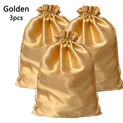 1/3Pcs Satin Drawstring Care Bag Custom Wigs Storage Dust Proof Packaging Pouch Purple Reusable Sack Handbag Shoes Travel Bag