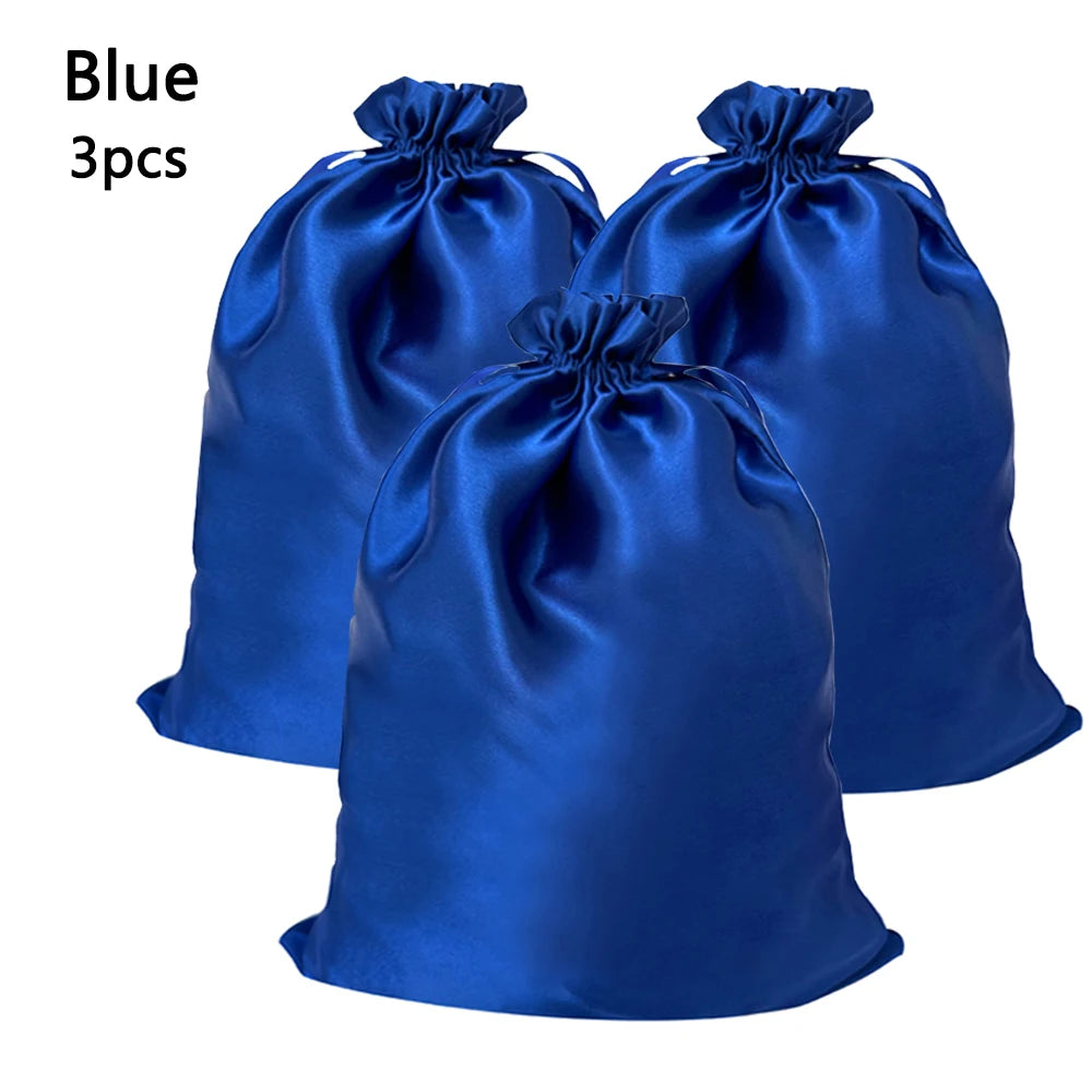1/3Pcs Satin Drawstring Care Bag Custom Wigs Storage Dust Proof Packaging Pouch Purple Reusable Sack Handbag Shoes Travel Bag