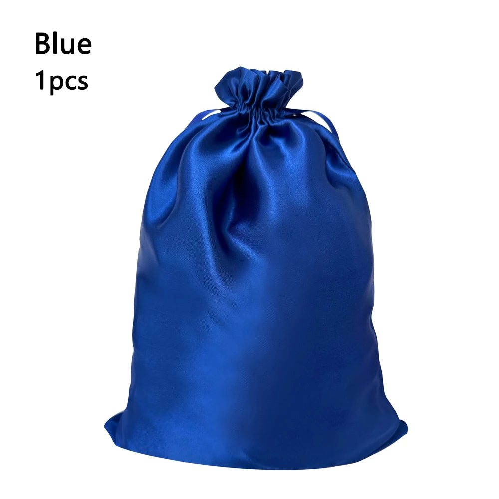 1/3Pcs Satin Drawstring Care Bag Custom Wigs Storage Dust Proof Packaging Pouch Purple Reusable Sack Handbag Shoes Travel Bag