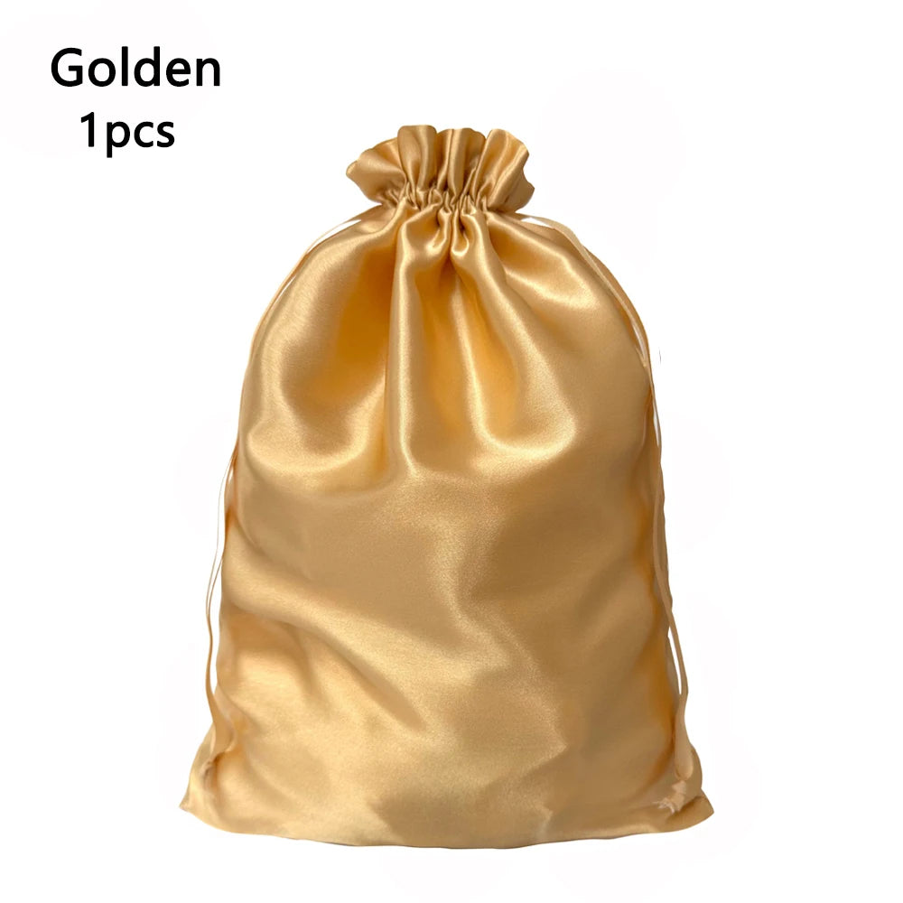 1/3Pcs Satin Drawstring Care Bag Custom Wigs Storage Dust Proof Packaging Pouch Purple Reusable Sack Handbag Shoes Travel Bag