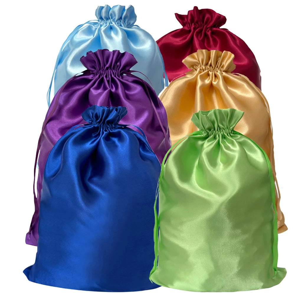 1/3Pcs Satin Drawstring Care Bag Custom Wigs Storage Dust Proof Packaging Pouch Purple Reusable Sack Handbag Shoes Travel Bag