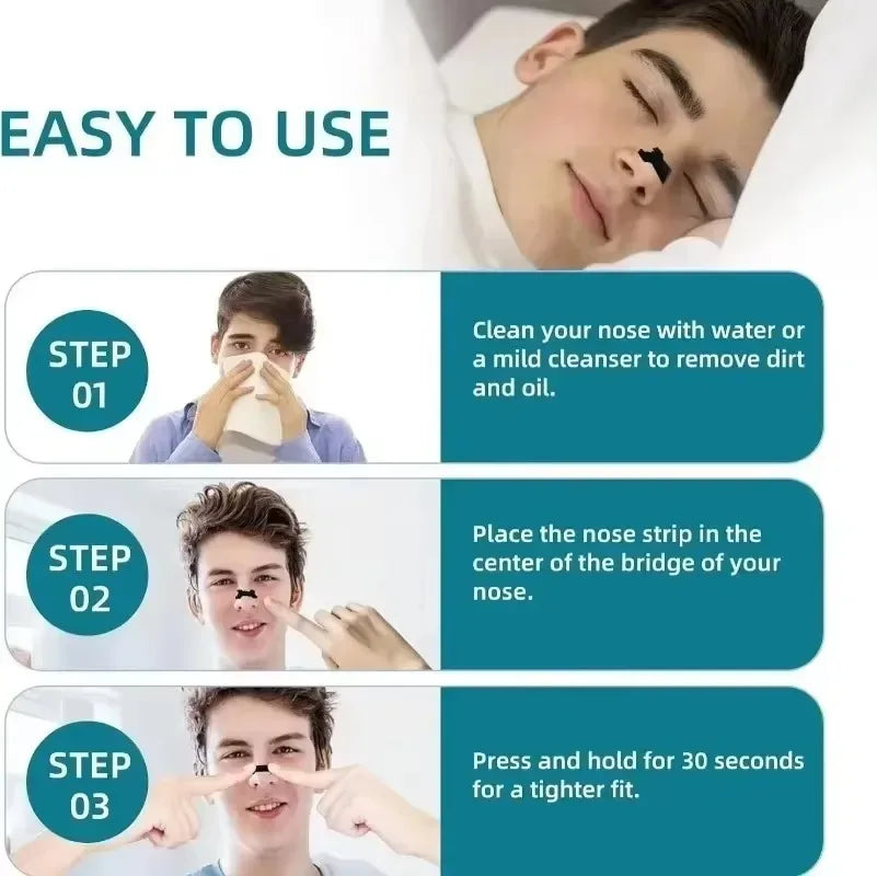 רצועות אף AirLift — שלושה שלבים להדבקה