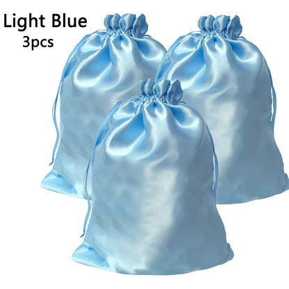 1/3Pcs Satin Drawstring Care Bag Custom Wigs Storage Dust Proof Packaging Pouch Purple Reusable Sack Handbag Shoes Travel Bag