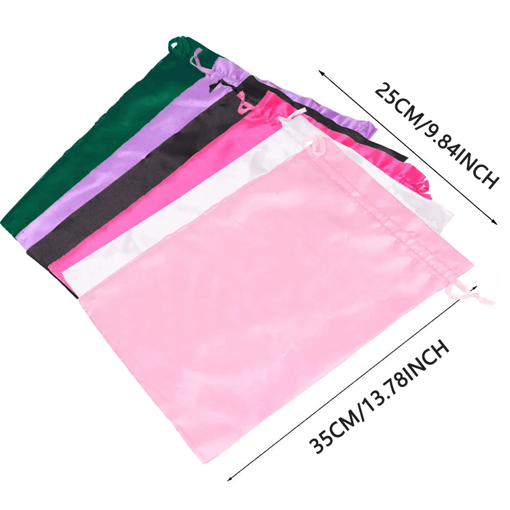1/3Pcs Satin Drawstring Care Bag Custom Wigs Storage Dust Proof Packaging Pouch Purple Reusable Sack Handbag Shoes Travel Bag
